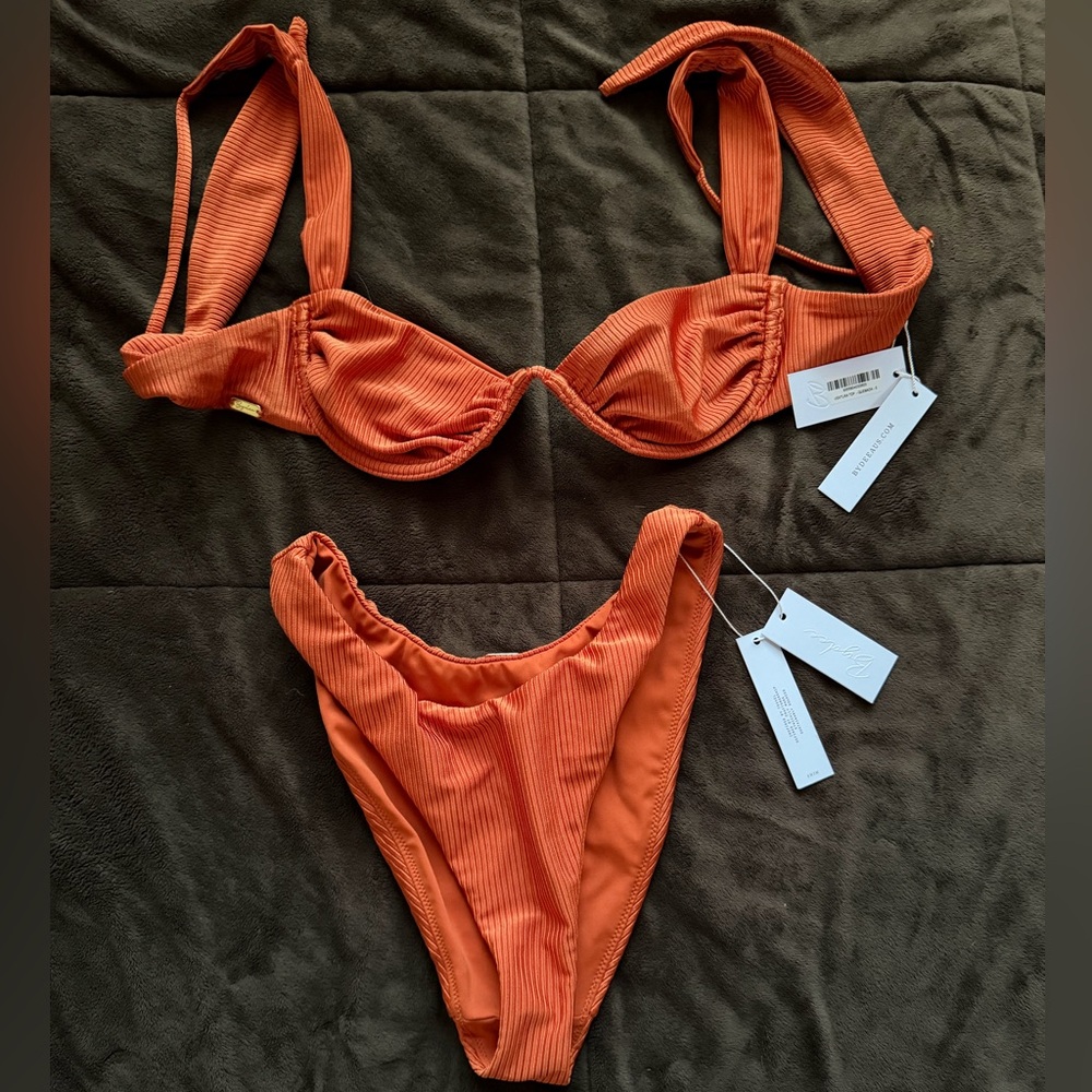 Bydee Ribbed Bikini in Burnt Orange